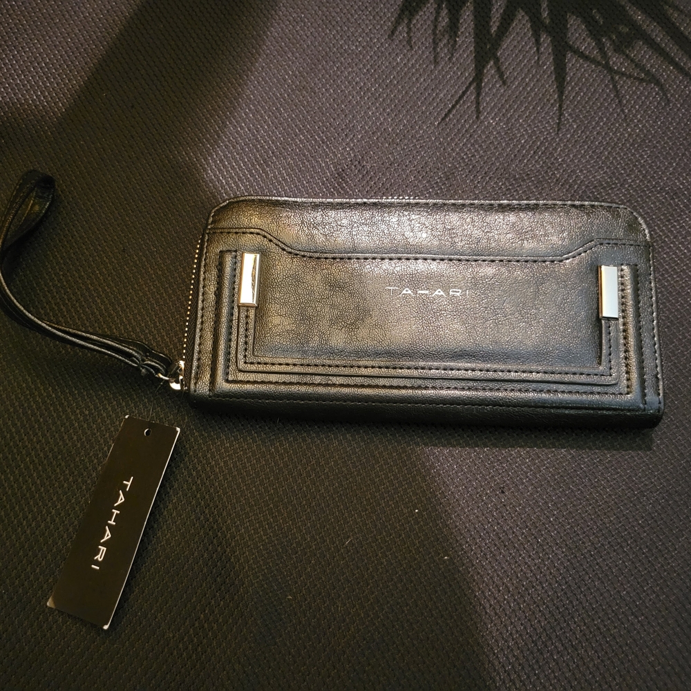Tahari Black Wallet with Wrist Strap